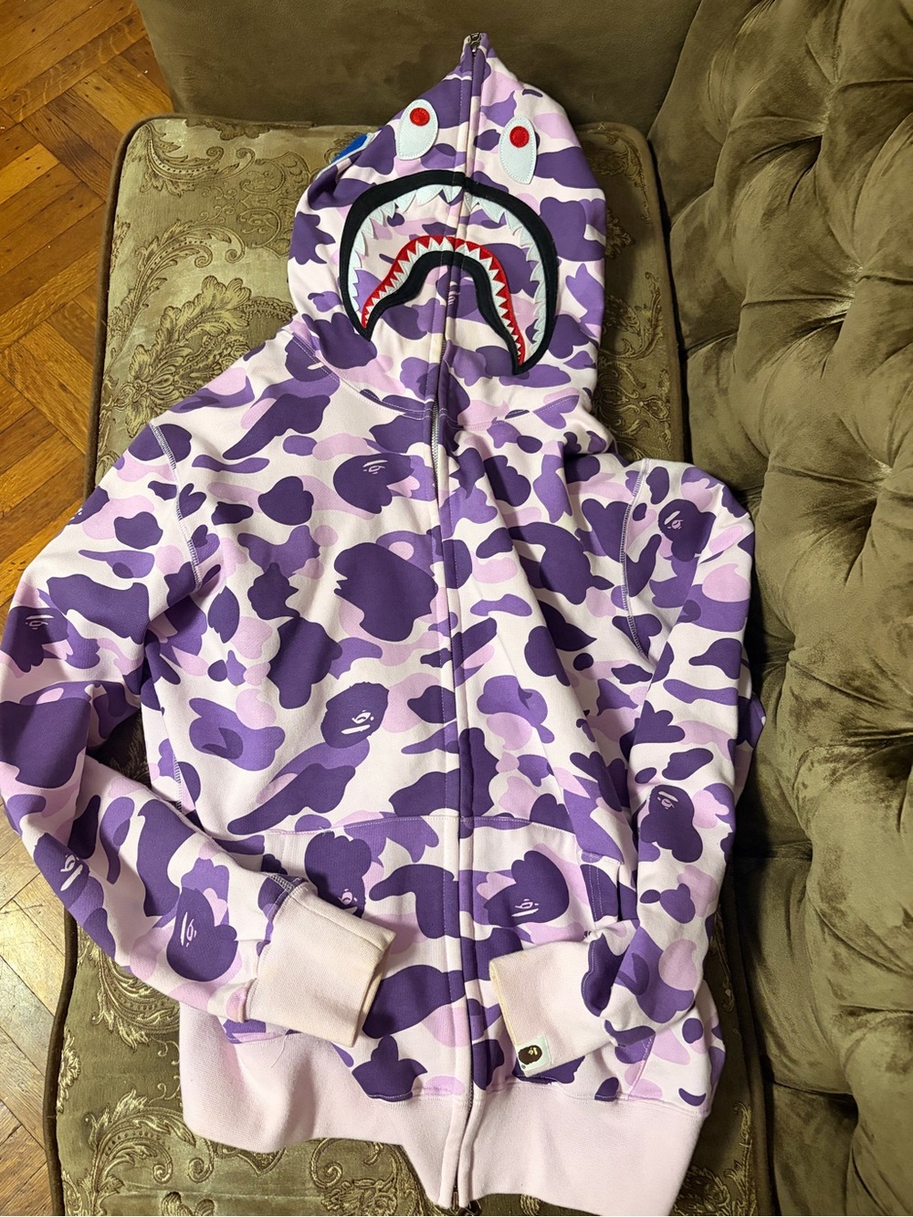 Bape light Purple Camo Shark Full-Zip Hoodie